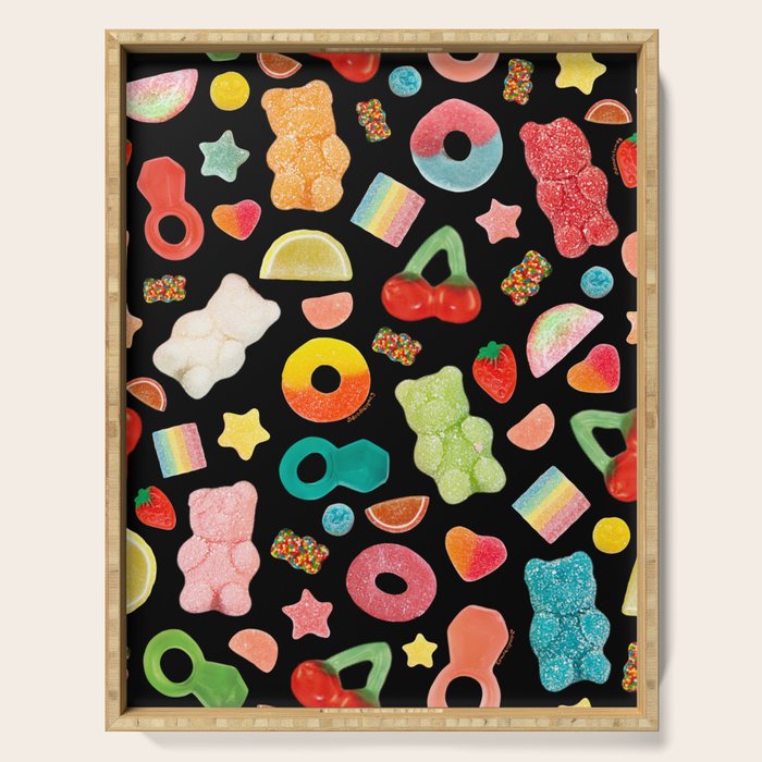Candy Print in Black Serving Tray Gallery Image 1
