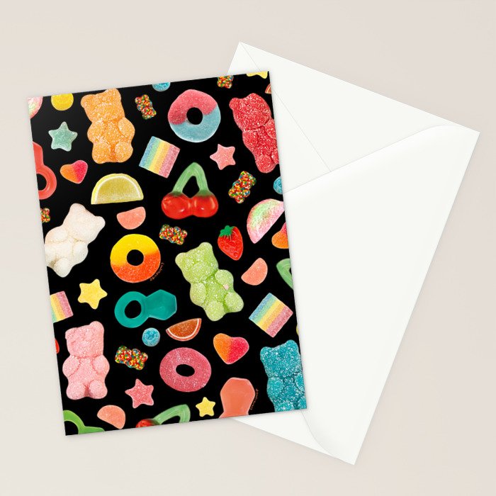 Candy Print in Black Stationery Card Gallery Image 2