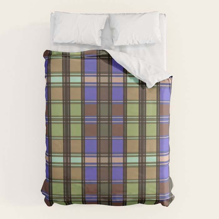 Fusion Colorful Toned Grids Duvet Cover Gallery Image 6