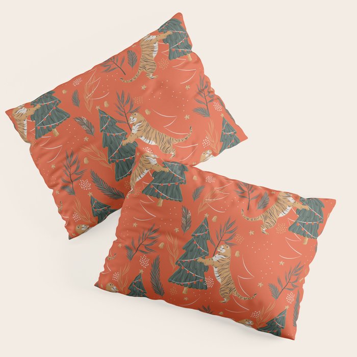 Tigers Christmas Pillow Sham Gallery Image 1