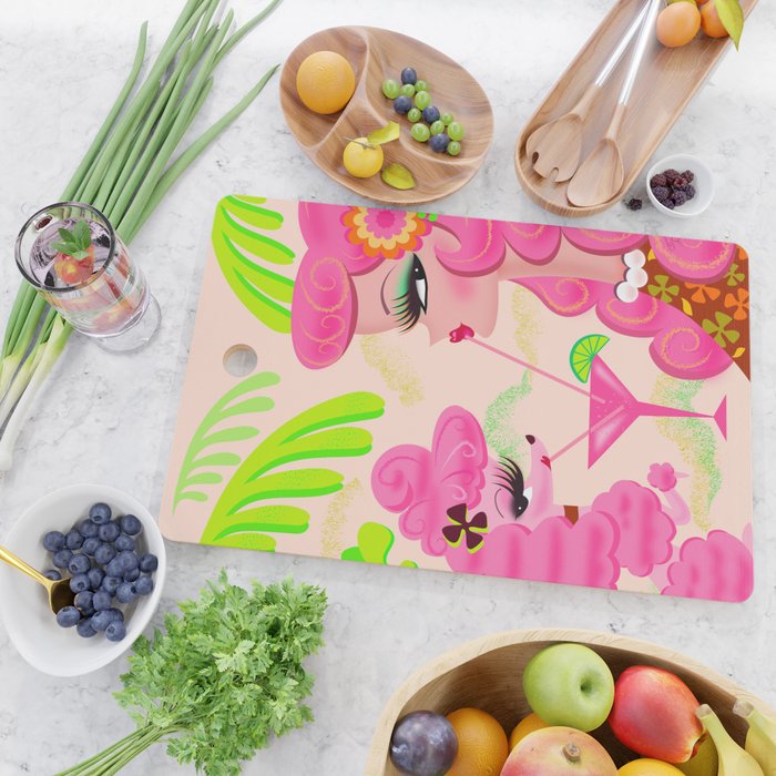 Palm Springs Pink Poodle Martini Girl Cutting Board Gallery Image 2