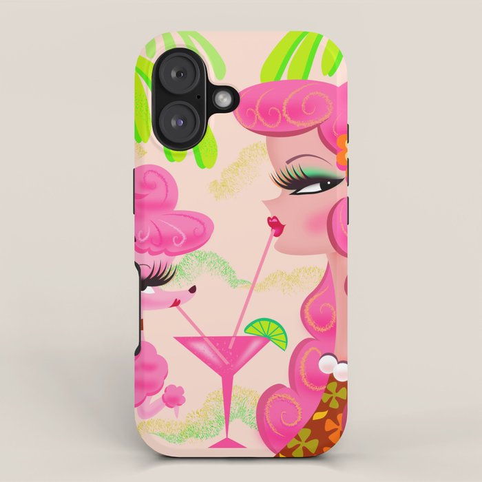 Palm Springs Pink Poodle Martini Girl iPhone Case Gallery Image 1