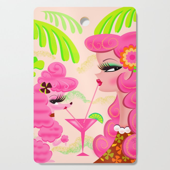 Palm Springs Pink Poodle Martini Girl Cutting Board Gallery Image 1