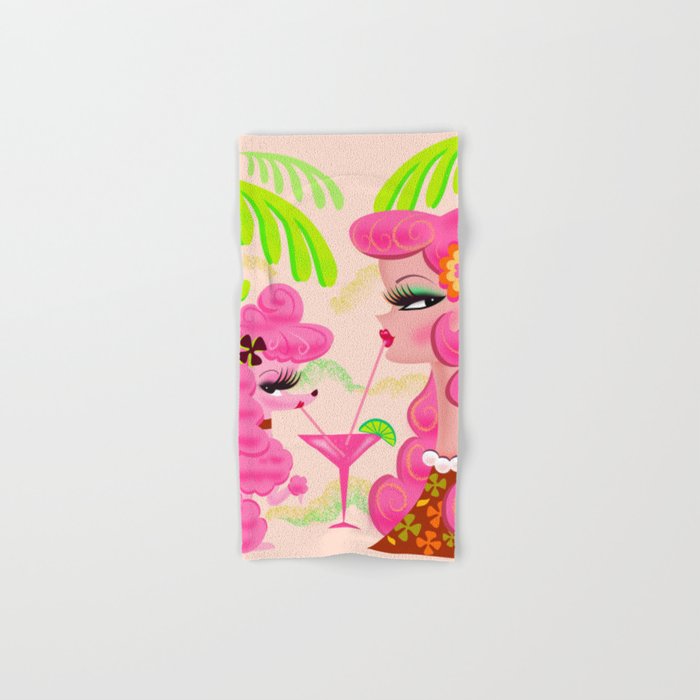 Palm Springs Pink Poodle Martini Girl Bath Towel Gallery Image 1
