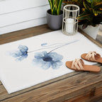 Blue Watercolor Poppies Outdoor Rug Gallery Image 2