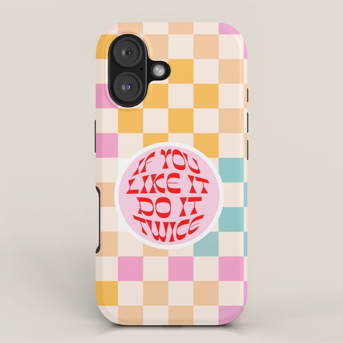 If you like it... Retro and  Fun words on checks  iPhone Case Gallery Image 1