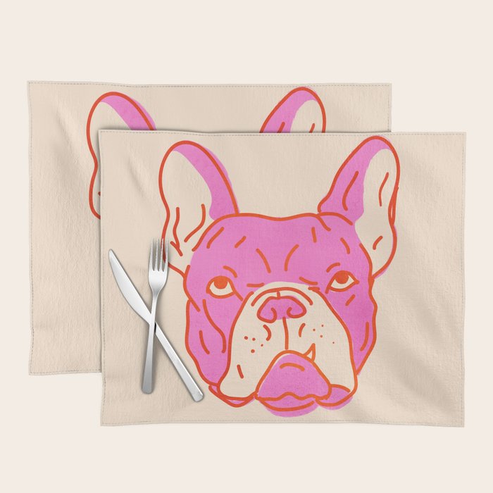 Hot Pink Bulldog Placemat Gallery Image 1