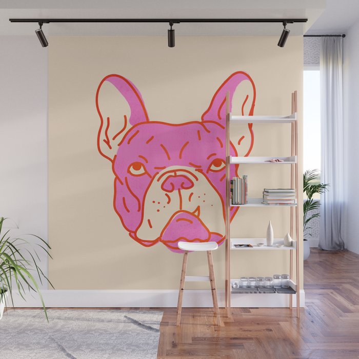 Hot Pink Bulldog Wall Mural Gallery Image 1