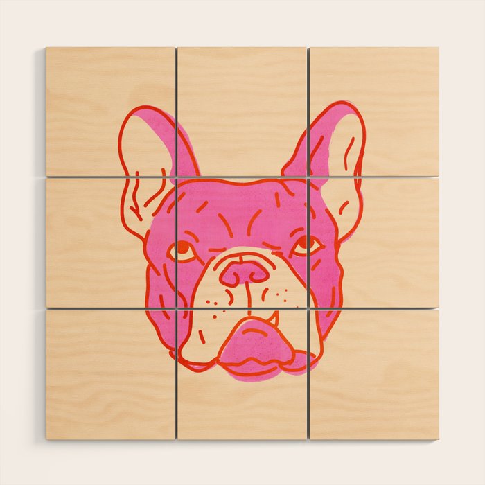 Hot Pink Bulldog Wood Wall Art Gallery Image 1