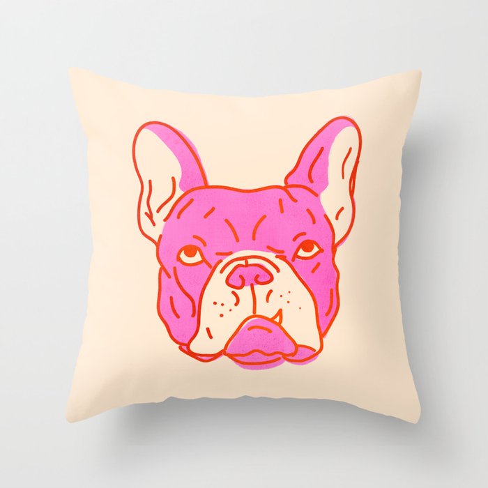Hot Pink Bulldog Throw Pillow Gallery Image 6