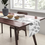 Floral Prints,  Leaves and Blooms, Gray and Yellow Table Runner Gallery Image 2