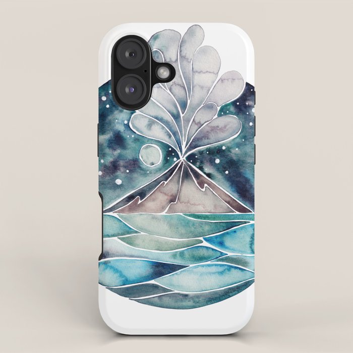 Stromboli Volcano at Midnight - Blue Palette iPhone Case Gallery Image 1