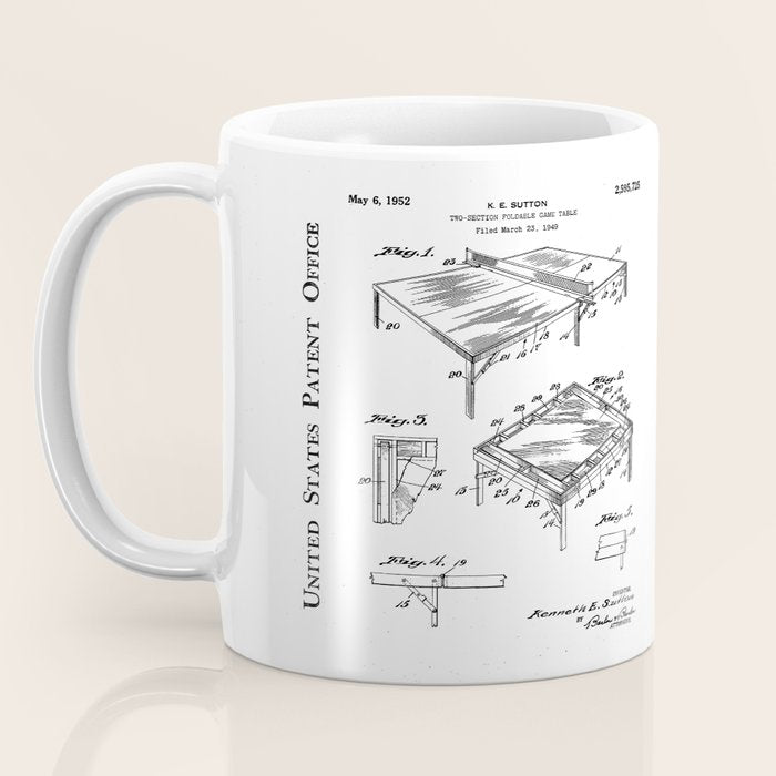 Table Tennis Patent - Tennis Art - Antique Coffee Mug Gallery Image 3