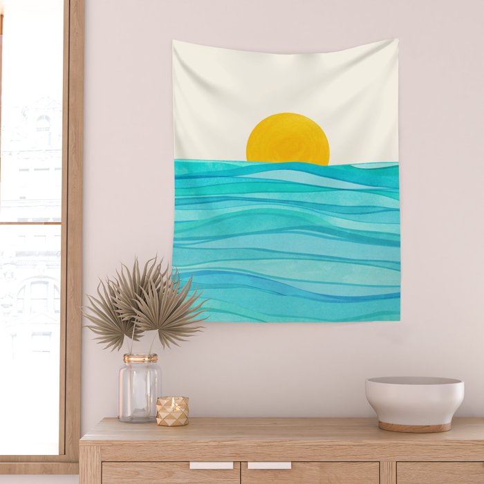 Ocean View Colorful Landscape Wall Tapestry Gallery Image 2