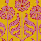 Art Deco Chic: Pink Flowers on Mustard Yellow Coffee Mug Gallery Image 2