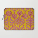 Art Deco Chic: Pink Flowers on Mustard Yellow Laptop Sleeve Gallery Image 1