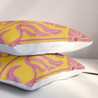 Art Deco Chic: Pink Flowers on Mustard Yellow Pillow Sham Gallery Image 3