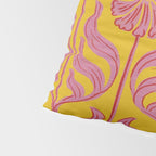 Art Deco Chic: Pink Flowers on Mustard Yellow Pillow Sham Gallery Image 4