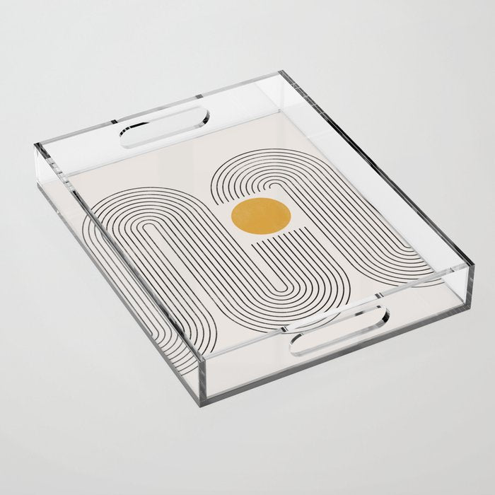 Mid-Century Modern No.22 - Woodblock Print Acrylic Tray Gallery Image 1
