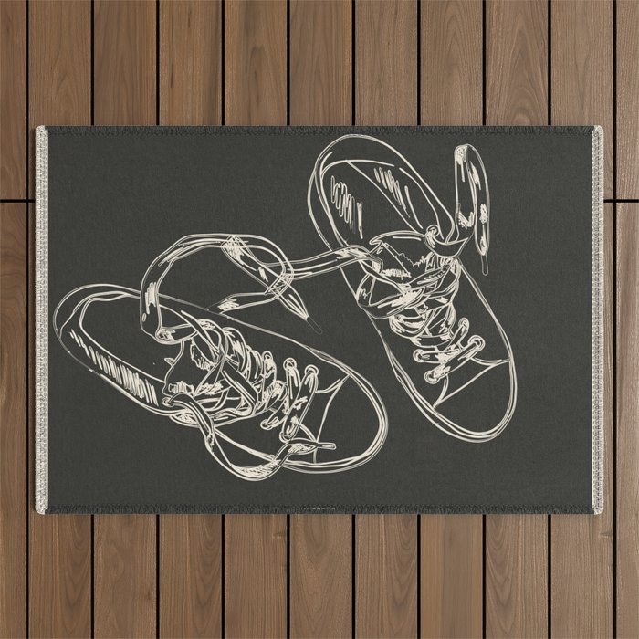 Retro Sneakers Drawing 4 Outdoor Rug Gallery Image 1