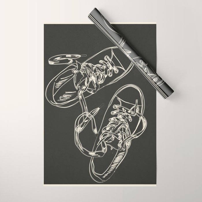 Retro Sneakers Drawing 4 Wrapping Paper Gallery Image 1