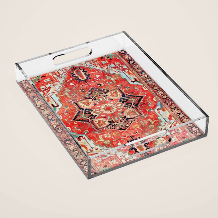 Heriz Azerbaijan Northwest Persian Rug Print Acrylic Tray Gallery Image 1
