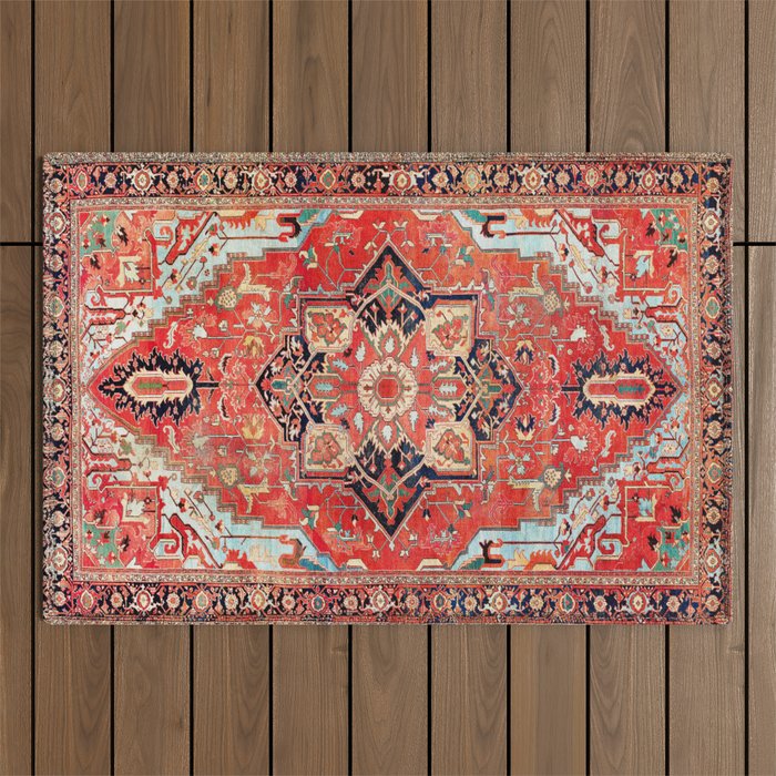 Heriz Azerbaijan Northwest Persian Rug Print Outdoor Rug Gallery Image 1