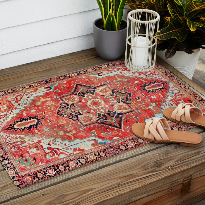 Heriz Azerbaijan Northwest Persian Rug Print Outdoor Rug Gallery Image 2