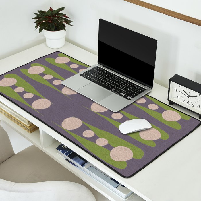 Holding the pose in abstract shapes in purple hues  Desk Mat Gallery Image 2