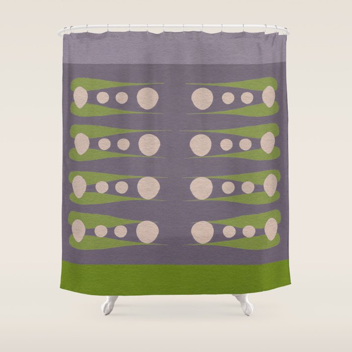 Holding the pose in abstract shapes in purple hues  Shower Curtain Gallery Image 1