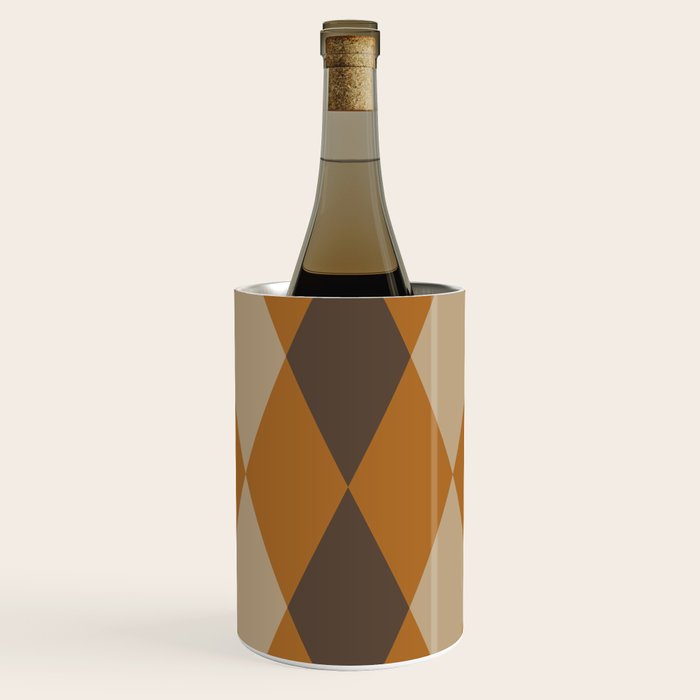 Retro Argyle Diamond Pattern Brown Caramel Wine Chiller Gallery Image 1