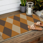 Retro Argyle Diamond Pattern Brown Caramel Outdoor Rug Gallery Image 2