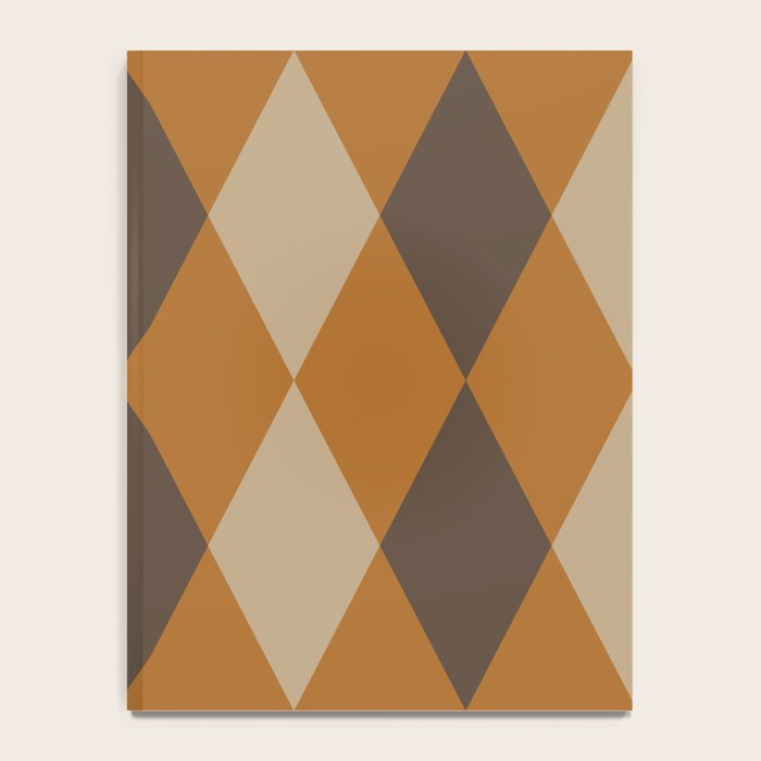Retro Argyle Diamond Pattern Brown Caramel Notebook Gallery Image 4