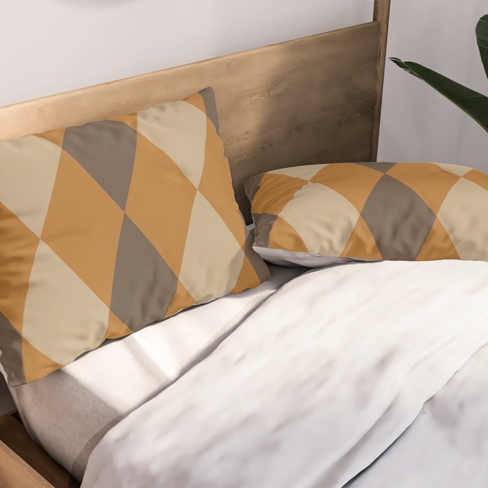 Retro Argyle Diamond Pattern Brown Caramel Pillow Sham Gallery Image 2