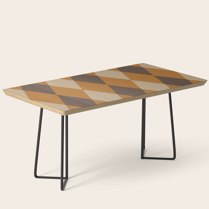 Retro Argyle Diamond Pattern Brown Caramel Coffee Table Gallery Image 1