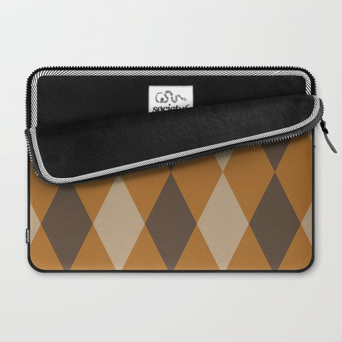 Retro Argyle Diamond Pattern Brown Caramel Laptop Sleeve Gallery Image 2