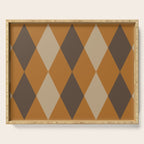 Retro Argyle Diamond Pattern Brown Caramel Serving Tray Gallery Image 1
