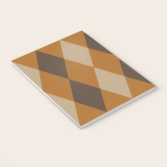 Retro Argyle Diamond Pattern Brown Caramel Notebook Gallery Image 3