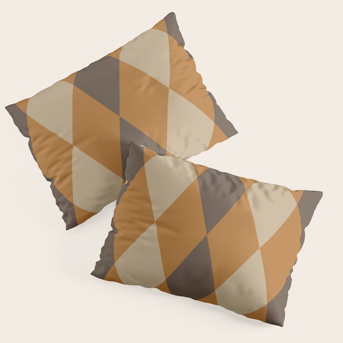 Retro Argyle Diamond Pattern Brown Caramel Pillow Sham Gallery Image 3