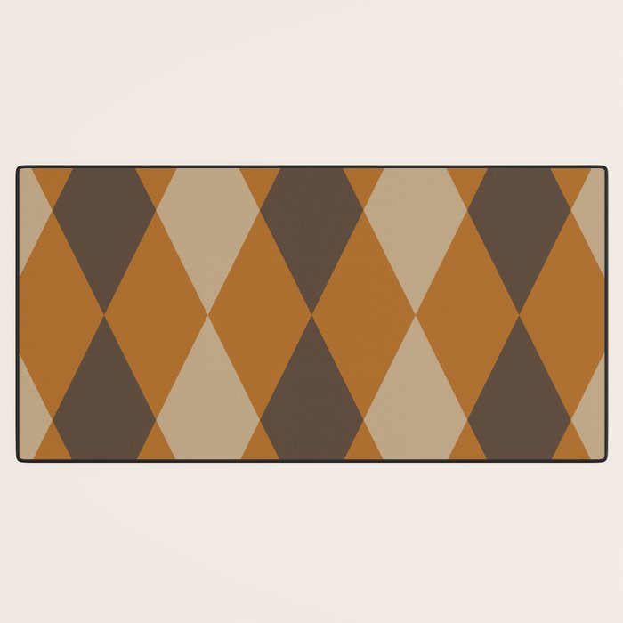 Retro Argyle Diamond Pattern Brown Caramel Desk Mat Gallery Image 3