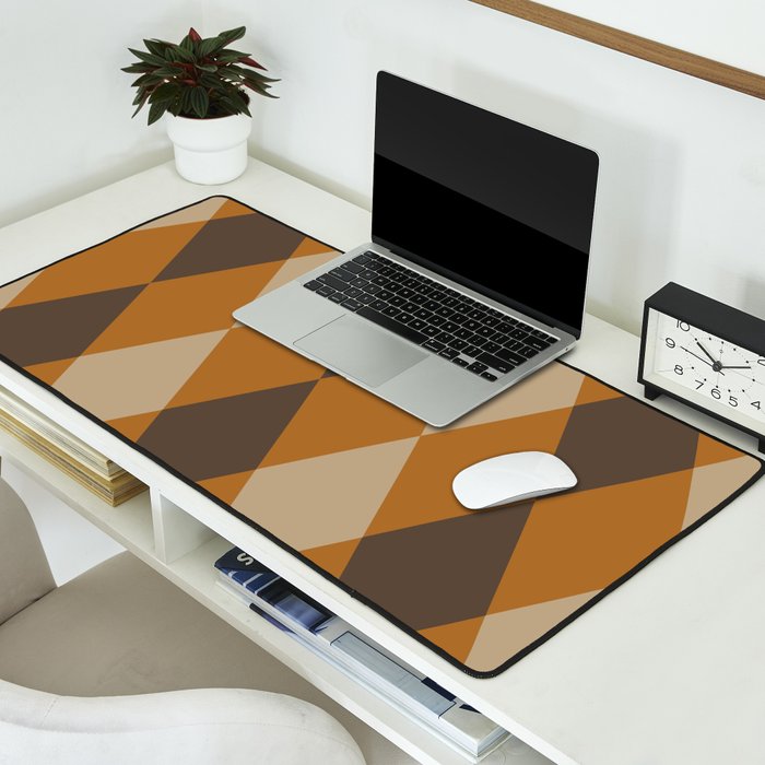 Retro Argyle Diamond Pattern Brown Caramel Desk Mat Gallery Image 2