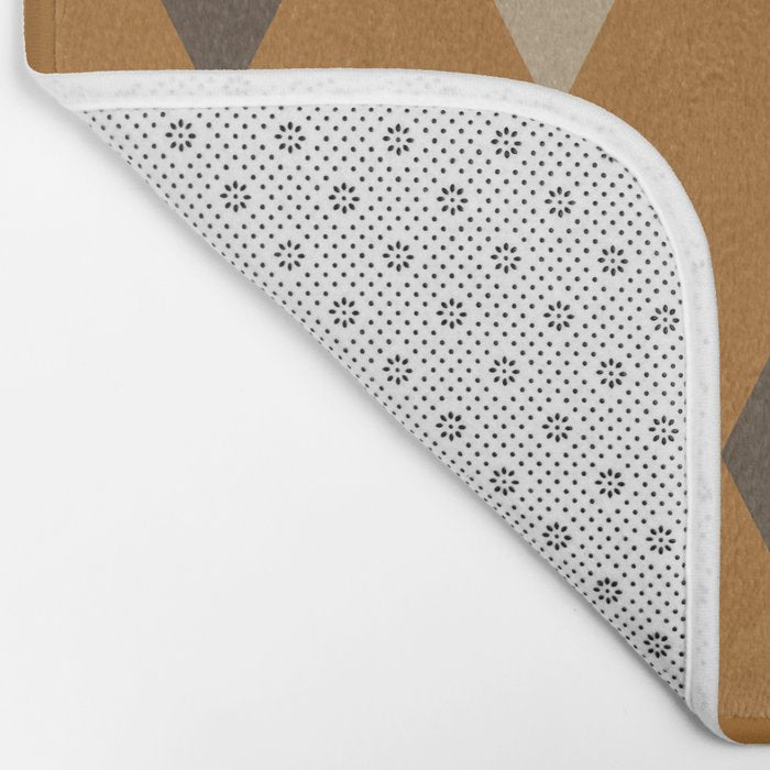 Retro Argyle Diamond Pattern Brown Caramel Bath Mat Gallery Image 2