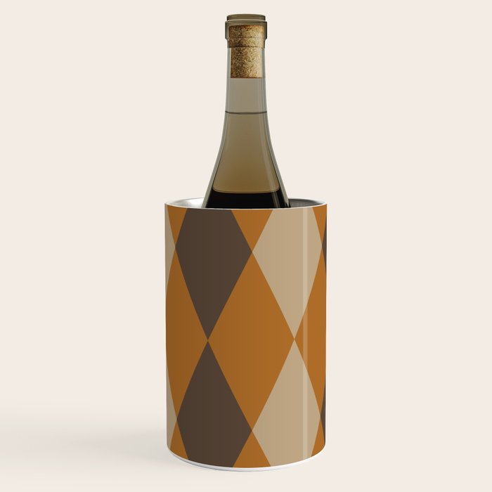 Retro Argyle Diamond Pattern Brown Caramel Wine Chiller Gallery Image 2