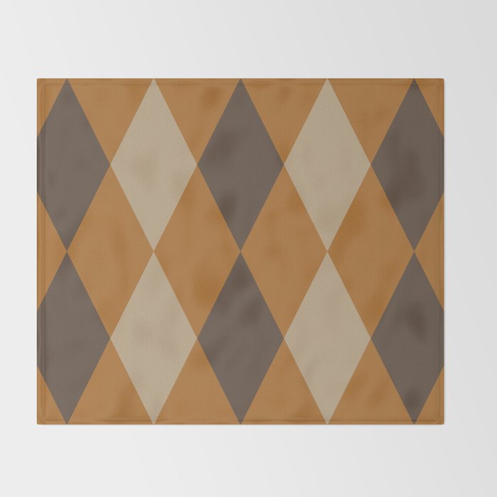 Retro Argyle Diamond Pattern Brown Caramel Throw Blanket Gallery Image 2