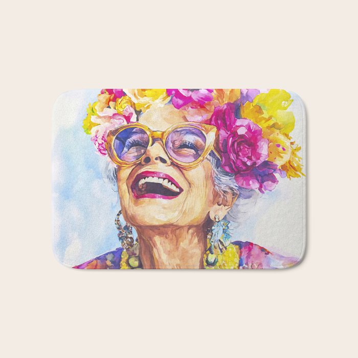 Ageless Bold And Joyful Charismatic Female Portrait Bath Mat Gallery Image 1