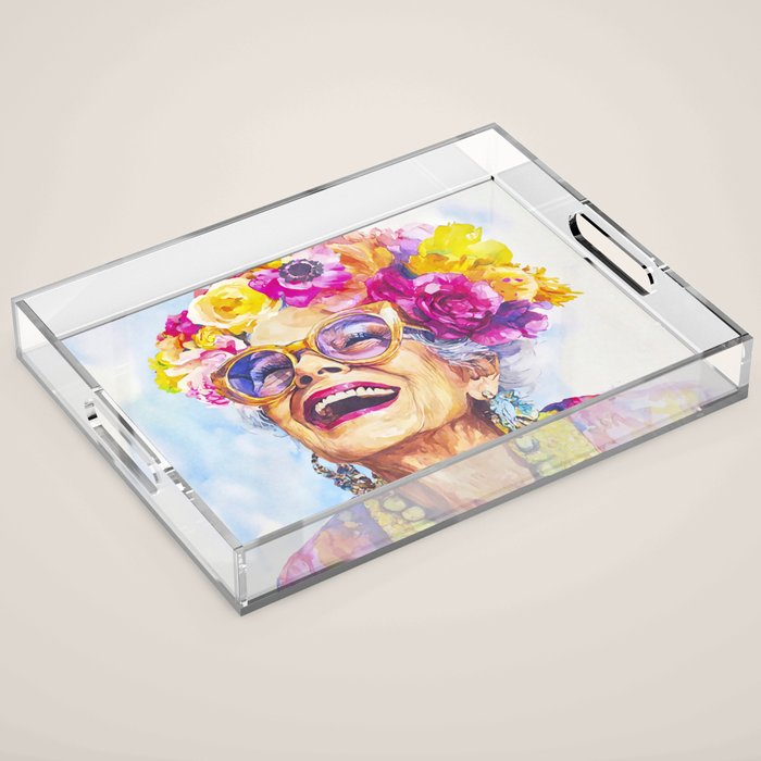 Ageless Bold And Joyful Charismatic Female Portrait Acrylic Tray Gallery Image 1