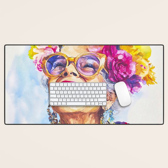 Ageless Bold And Joyful Charismatic Female Portrait Desk Mat Gallery Image 1