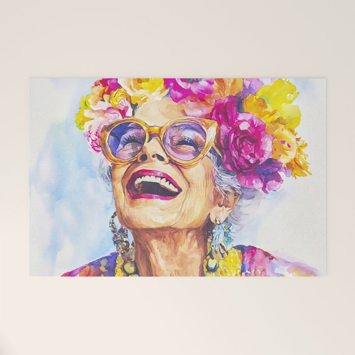 Ageless Bold And Joyful Charismatic Female Portrait Welcome Mat Gallery Image 1