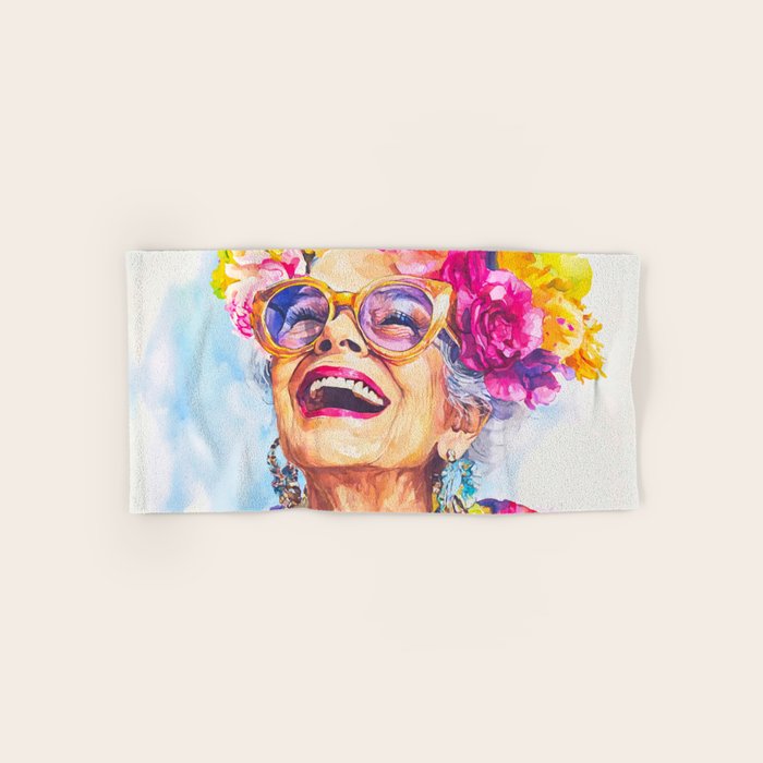 Ageless Bold And Joyful Charismatic Female Portrait Bath Towel Gallery Image 1