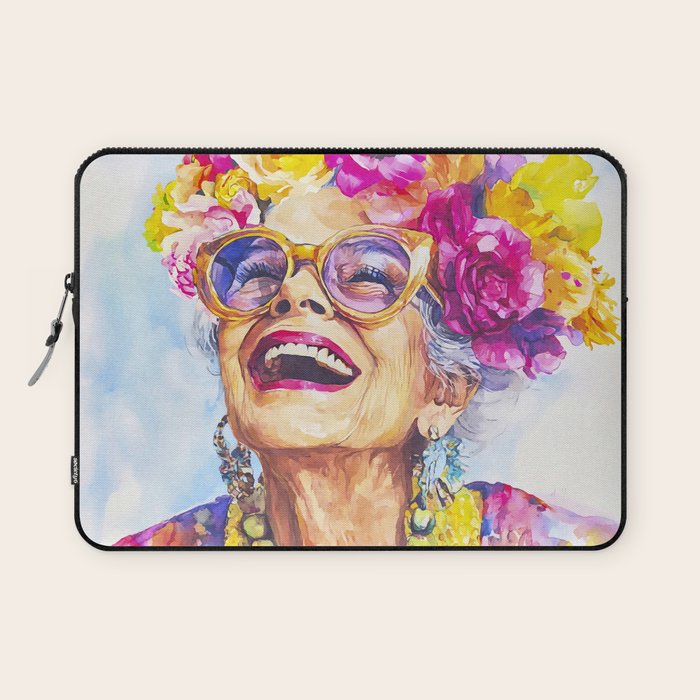 Ageless Bold And Joyful Charismatic Female Portrait Laptop Sleeve Gallery Image 1
